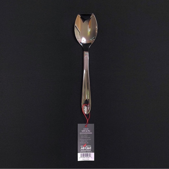 ALL CLAD Stainless Steel Serving Spoon 9 ½” Cook & Serve Solid Spoon - Picture 1 of 3